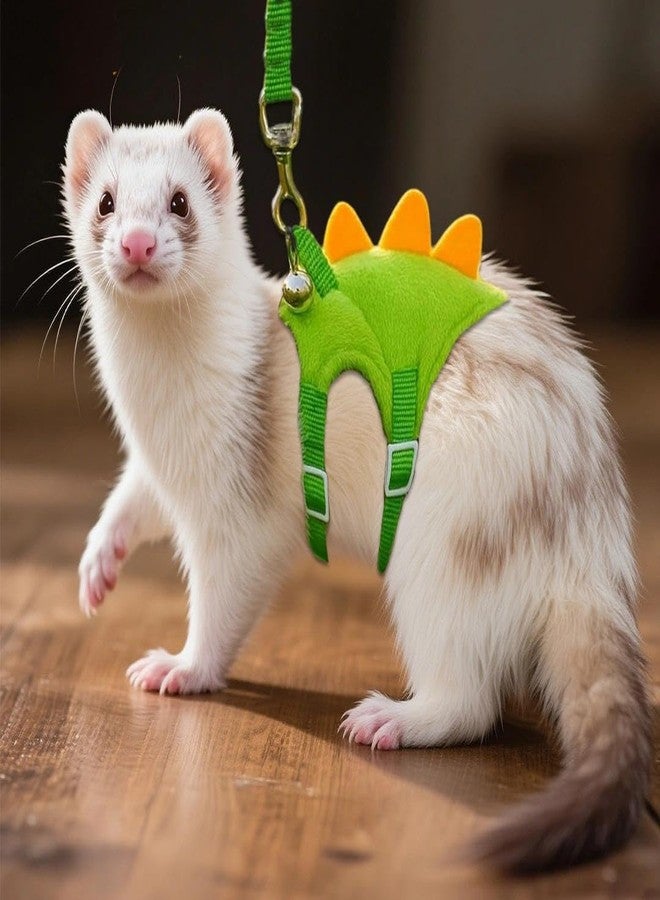 Luchike 1 Pack Dinosaur Shaped Ferret Harness and Leash Set Hedgehog Hamster Leash Guinea Pig Harness Adjustable Hamster Clothes Outfits Hedgehog Accessories Green - Image 3